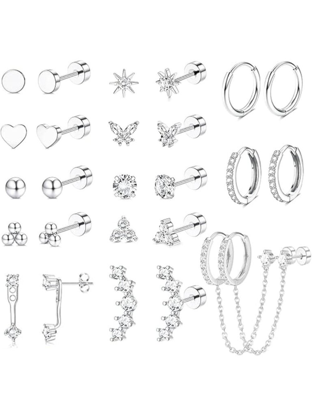Stylish Gold Flat Back Earrings for Women | Surgical Stainless Steel Set